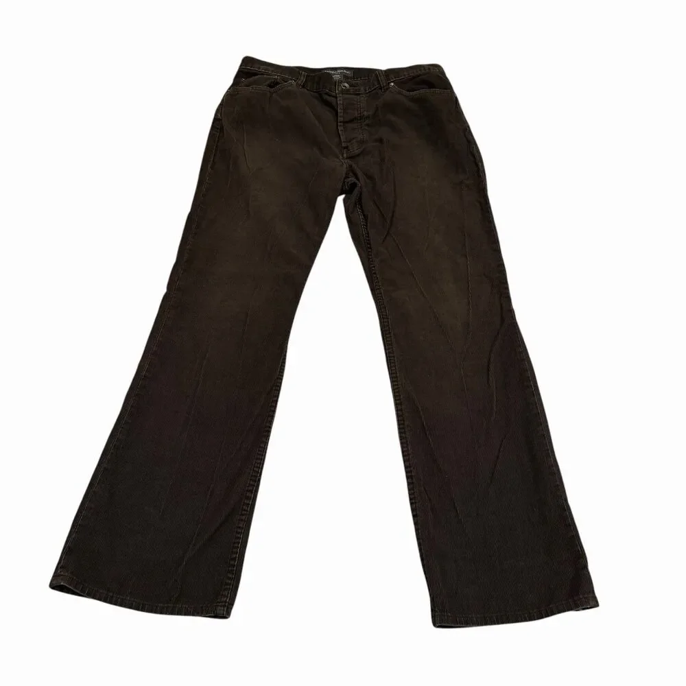 Banana Republic Pants Corduroy Mens Olive Green Straight 35/32 Button‎ Fly